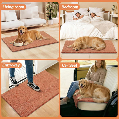 Bcoimo Super Absorbent Dog Door Mat, 30"*20" Anti Slip Mat for Muddy Paws, Pet Rugs for Dirty Paws Washable that Absorbs Moisture and Dirt, for Dog Cage and Pet Resting Carpet