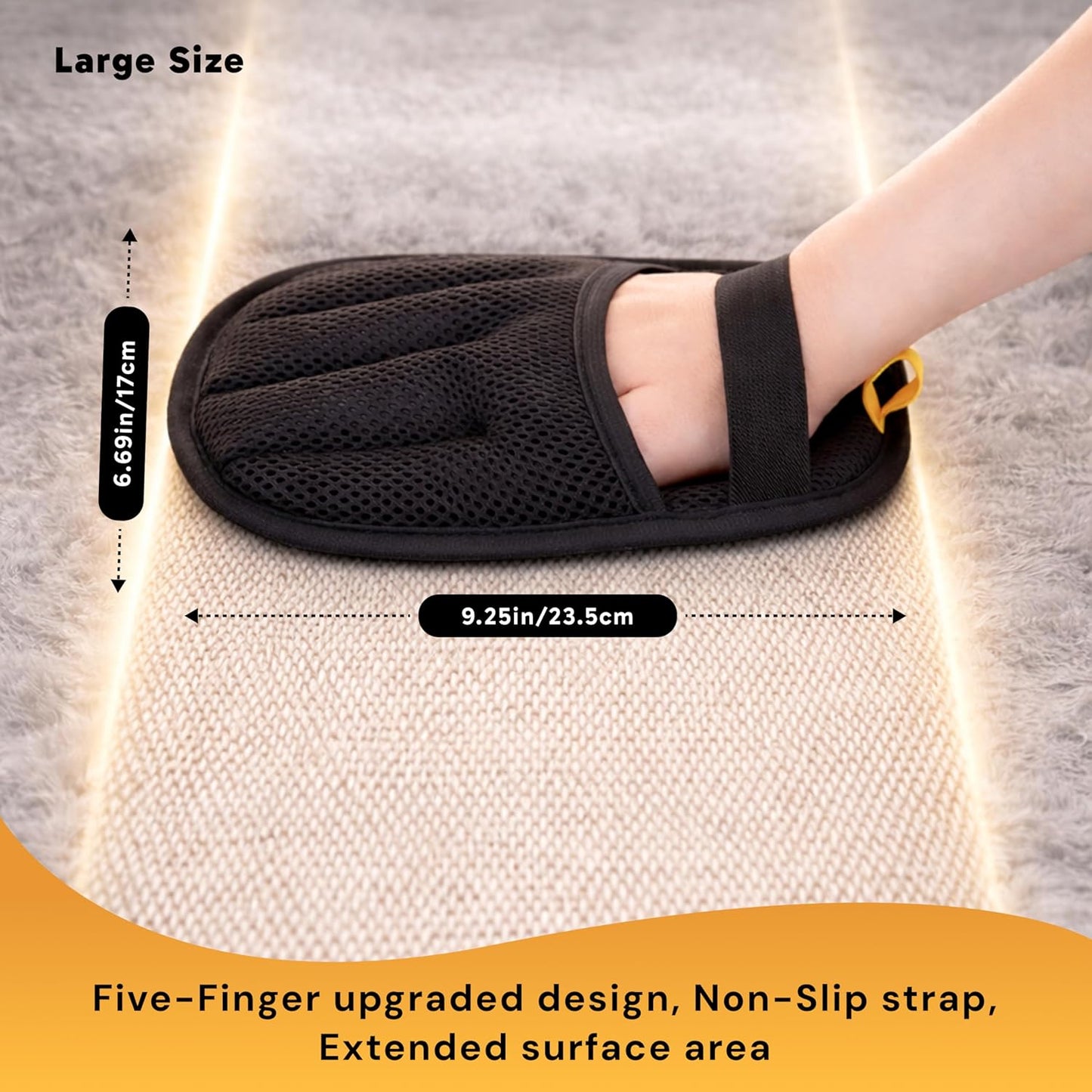 Wolfster Pet Hair Removal Glove for Cats & Dogs - Five-Finger Electrostatic Reusable Pet Hair Remover for Couch, Sofa, Carpet, Car Seat, Bedding & Clothing, Lint Roller Alternative, Eco-Friendly