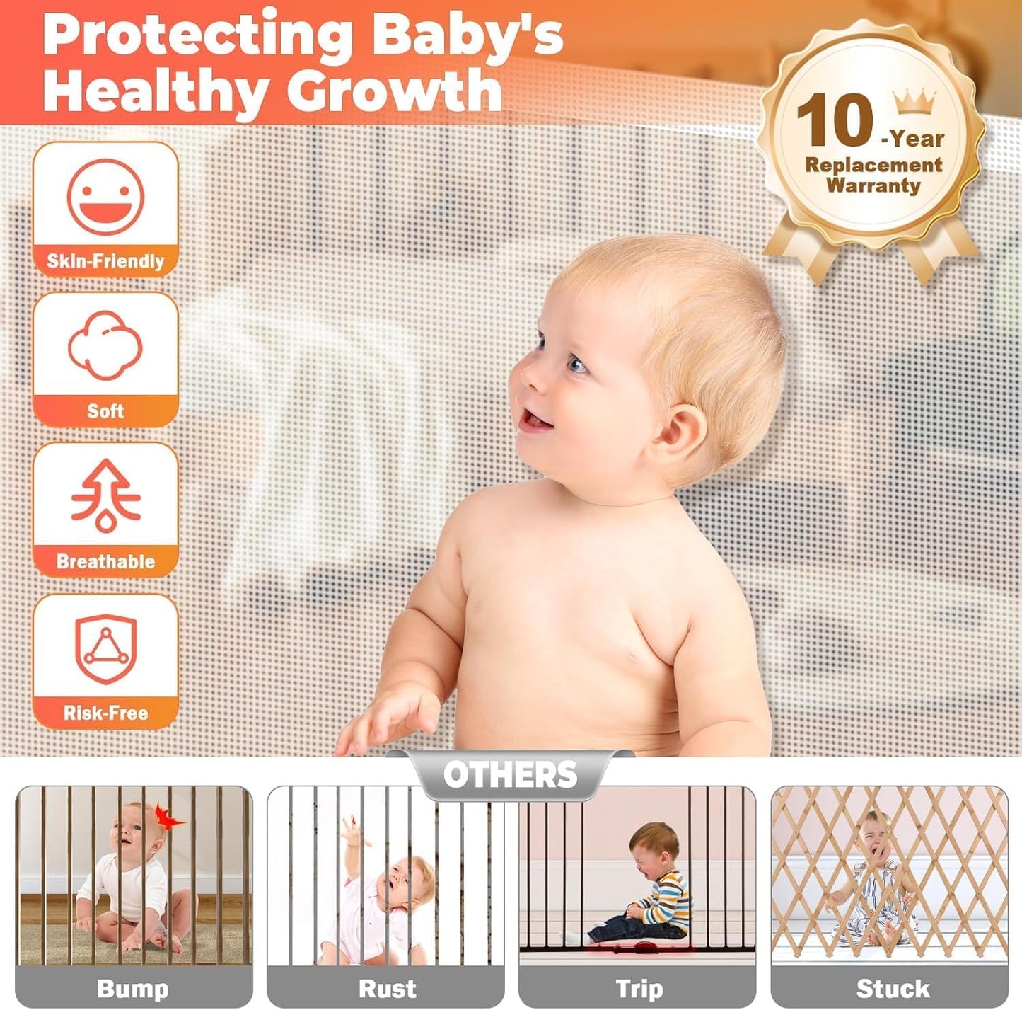 19.7ft Retractable Baby Gates Dog Gate - 236" Extra Wide Expandable Child Safety Gate,37" Tall Toddler Pet Mesh Gate with Reinforced Strips for Doorways,Stairs,Hallways,Outdoor & Indoor Large Openings