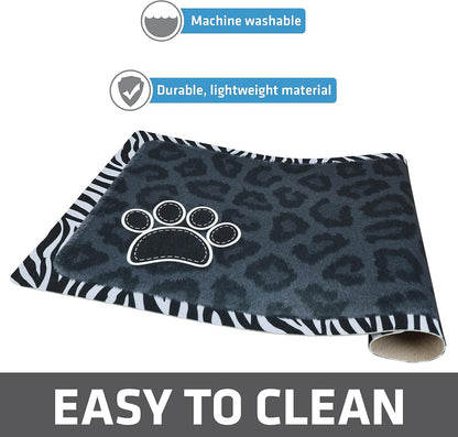 Drymate Pet Bowl Placemat, Dog & Cat Food Feeding Mat - Absorbent Fabric, Waterproof Backing, Slip-Resistant - Machine Washable/Durable (USA Made) (12” x 20”) (Indigo)