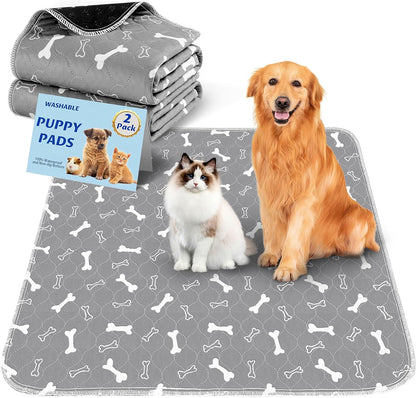 Washable Pee Pads for Dogs, 2Pack Reusable Puppy Pads, Fast Absorbent Dog Pee Pads for Crate Pet Training Pads, Waterproof Whelping Pads for Dogs Bed Mat Crate Indoor (Grey, 18x24)