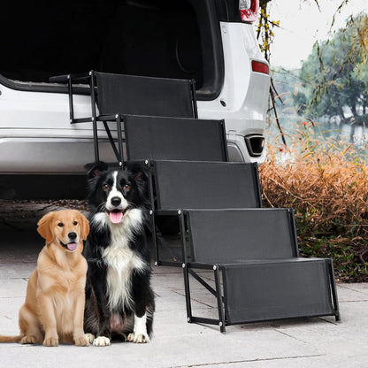 Dog ramps with 23.6" Extra-Wide - Portable 4-Dog Steps with Non-Slip Surface, 250 lbs Capacity for Large Dogs, Extra-Wide Foldable Dog Ramps for Cars, SUVs, and Trucks