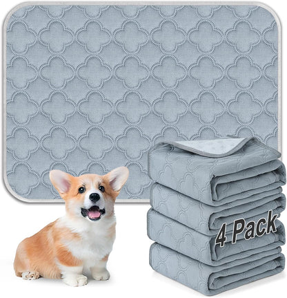 FunFurry Washable Pee Pads for Dogs - 4 Pack Reusable Pee Pads，Waterproof Puppy Pads，Pet Training Pads，Super Absorbent with Dog Paw Shape Non-Slip Backing (Cream, 18" X 24" - 4 Pack)