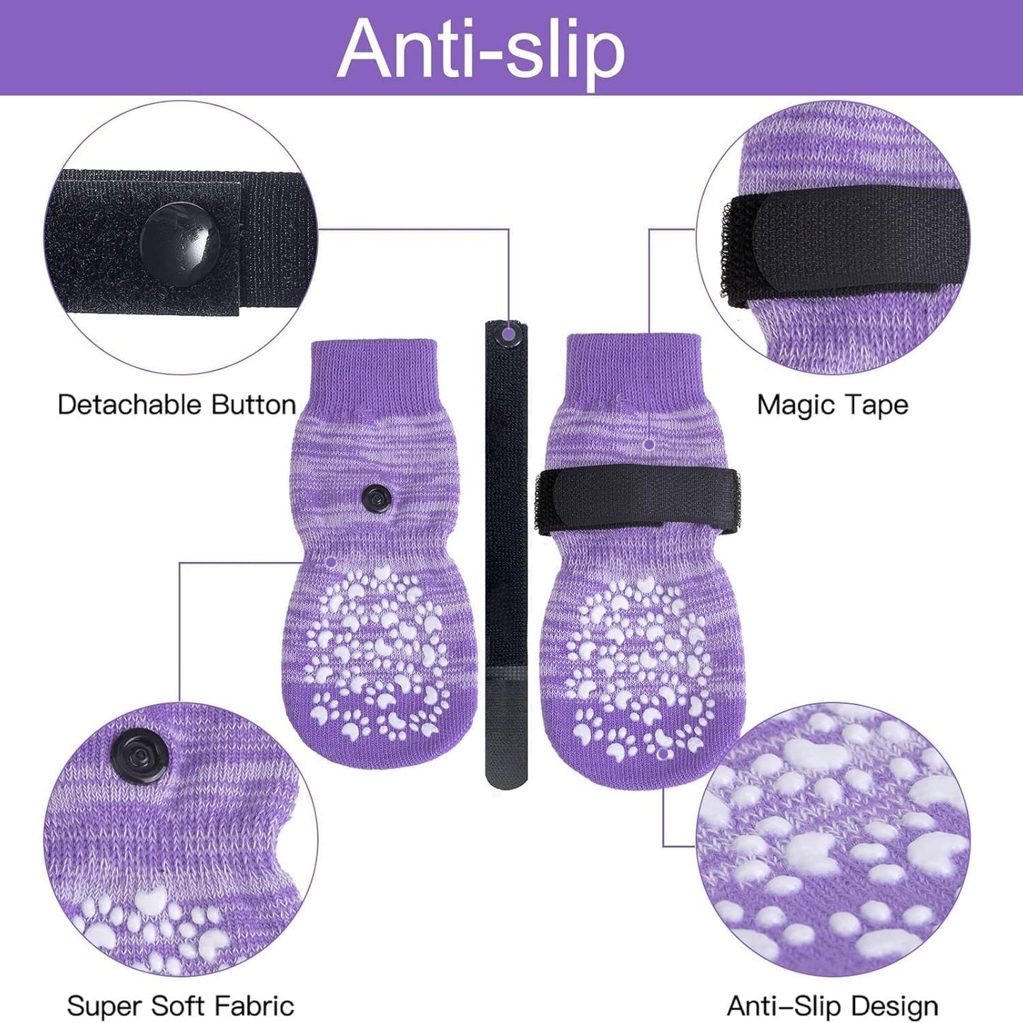 EXPAWLORER 6Pcs Anti-Slip Dog Socks to Prevent Licking Paws,Dog Shoes for Hot Pavement,Dog Booties Traction Control on Hardwood Floor,Boots & Paw Protectors, for Puppy Small Medium Large Senior Dogs