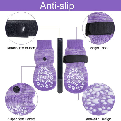 EXPAWLORER 6Pcs Anti-Slip Dog Socks to Prevent Licking Paws,Dog Shoes for Hot Pavement,Dog Booties Traction Control on Hardwood Floor,Boots & Paw Protectors, for Puppy Small Medium Large Senior Dogs