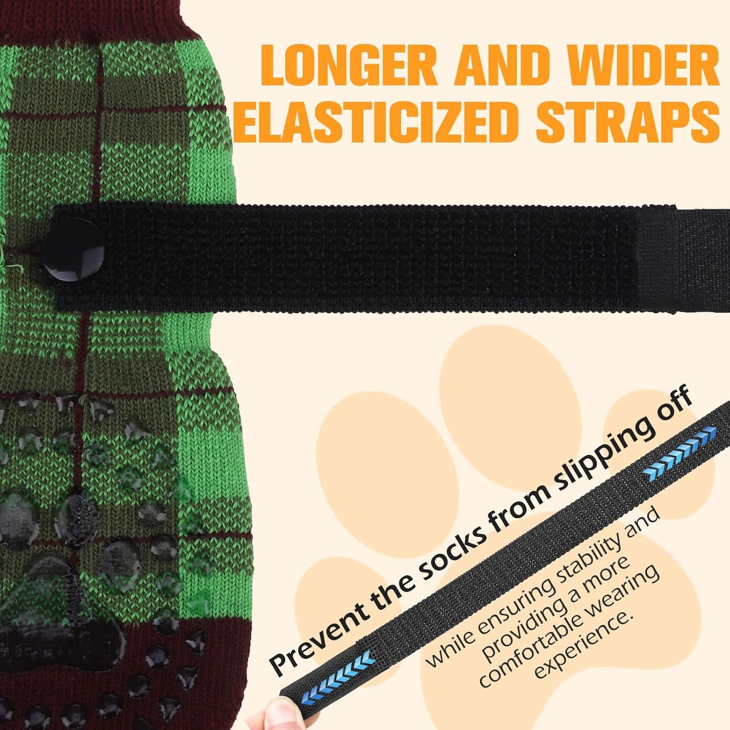 EXPAWLORER Dog Socks for Hardwood Floors, Dog Booties for Winter, Dog Boots & Paw Protectors Pavement to Prevent Licking, Anti Slip Dogs Shoes for Small Medium Large Senior Dogs,Khaki L