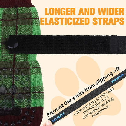 EXPAWLORER Dog Socks for Hardwood Floors, Dog Booties for Winter, Dog Boots & Paw Protectors Pavement to Prevent Licking, Anti Slip Dogs Shoes for Small Medium Large Senior Dogs,Khaki L