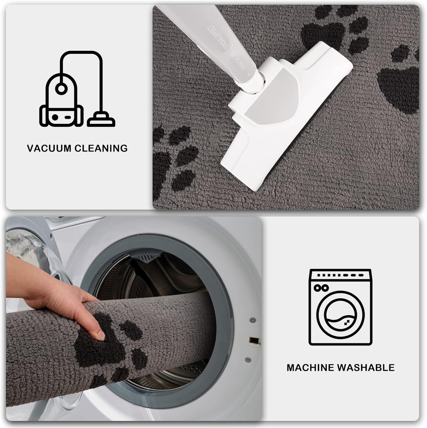 PURRUGS Dirt Trapping Door Mat 20" x 31.5", Non-Skid/Slip Machine Washable Microfiber Entrance Rug, Shoes Scraper, Dog Doormat, Super Absorbent Floor Mat for Muddy Wet Shoes and Paws, Grey