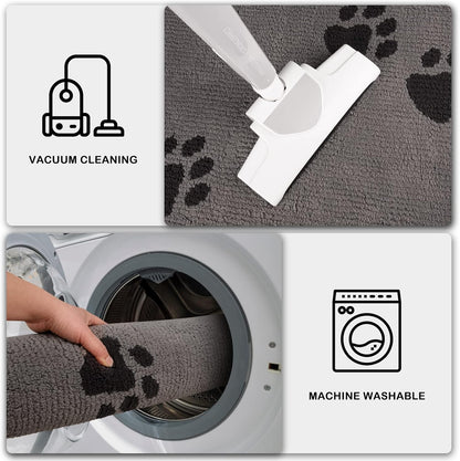 PURRUGS Dirt Trapping Door Mat 20" x 31.5", Non-Skid/Slip Machine Washable Microfiber Entrance Rug, Shoes Scraper, Dog Doormat, Super Absorbent Floor Mat for Muddy Wet Shoes and Paws, Grey