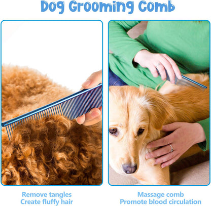 3 Pcs Stainless Steel Grooming Combs for Matted and Tangled Long Hair - Pet Guide Clippers for Dog and Cat