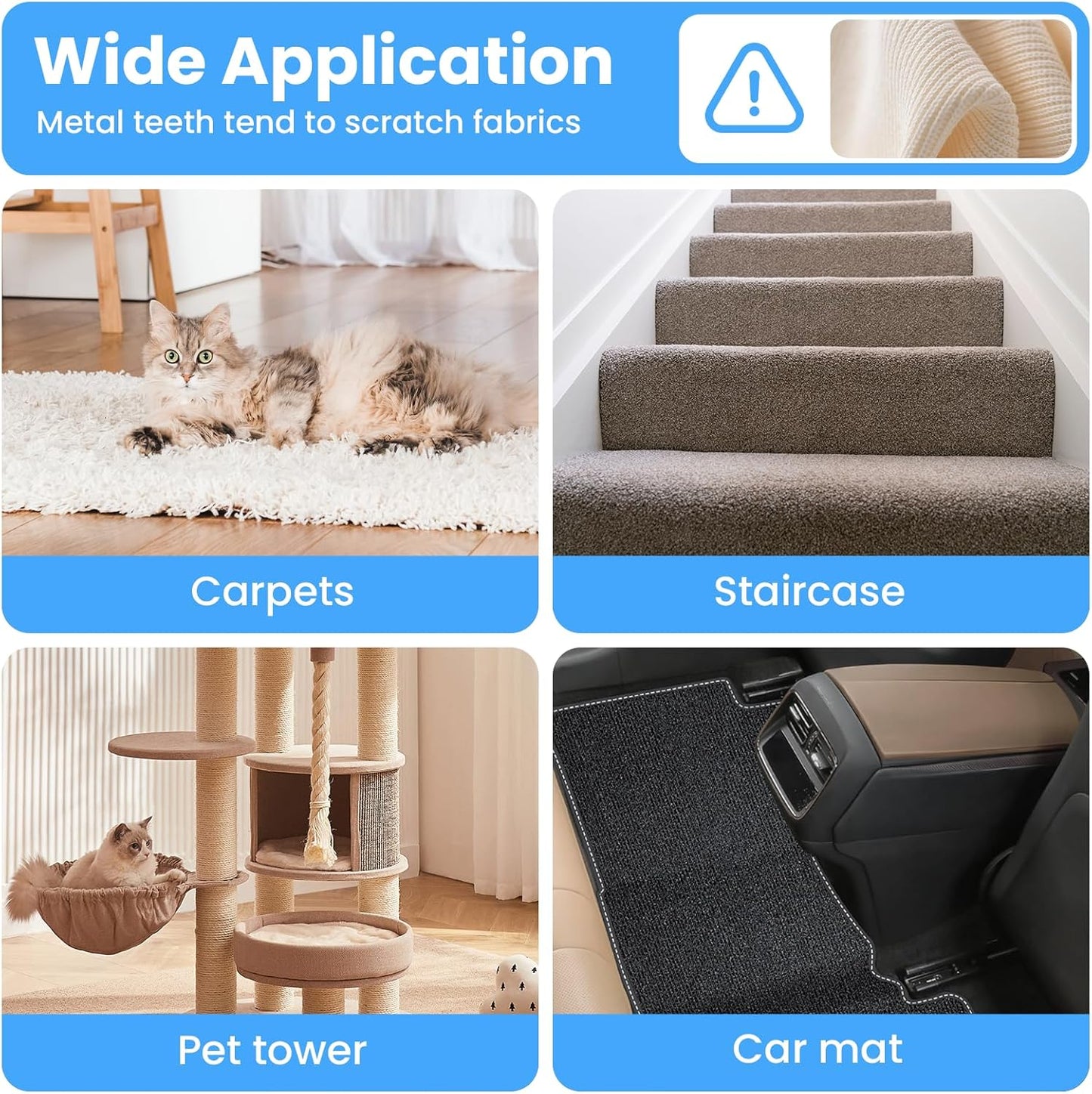 3 in 1 Carpet Rake for Pet Hair Removal, Tool Set of 3, 55” Long Handle Carpet Pet Hair Removal Carpet Scraper Dog Cat Hair Remover for Sofa, Couch, Car, Rug