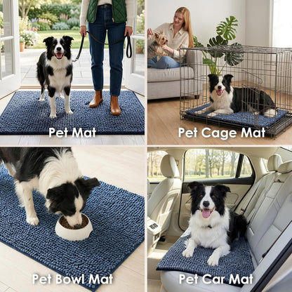 EHEYCIGA Super Absorbent Dog Door Mat for Muddy Paws 30x20 Inch Indoor, Front Doormat Outside Entrance, Quick Dry Chenille Washable Dog Crate Bed, Non-Slip Pet Rug Mud Mat Outdoor Entryway, Grey