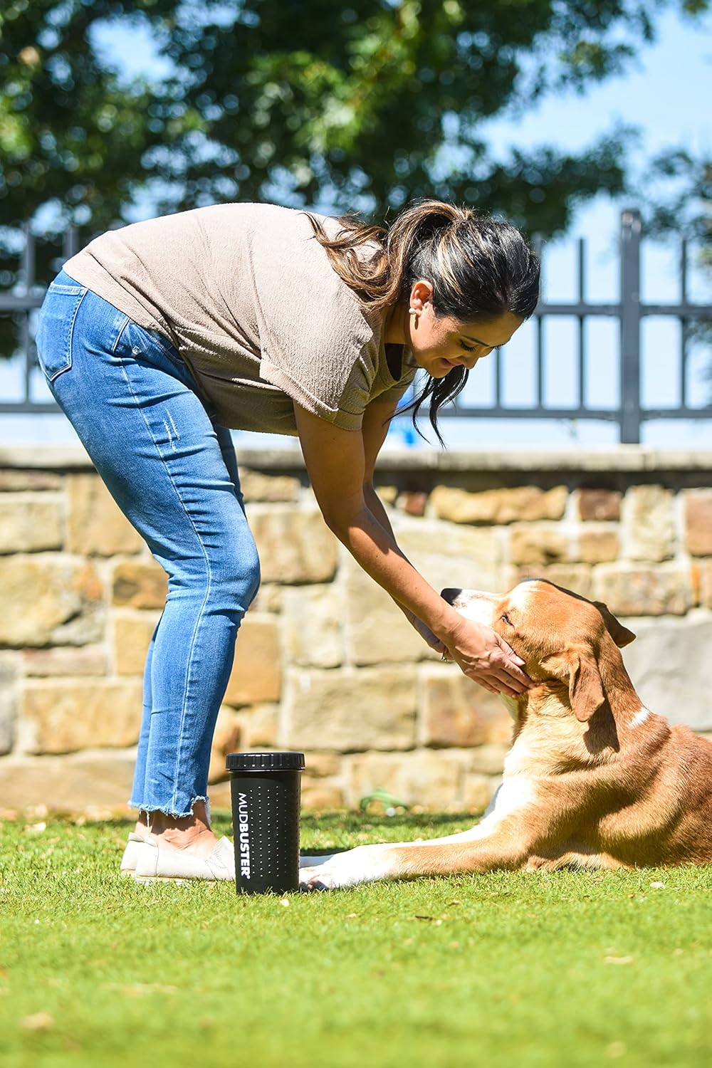 Dexas MudBuster Medium Dog Paw Cleaner in Fuchsia - Fits 1.5"-2.5" Wide Paws, Portable Paw Washer for Muddy Paws, Dog Paw Cleaning Cup with Gentle Silicone Bristles, Quick Clean Pet Paw Washer