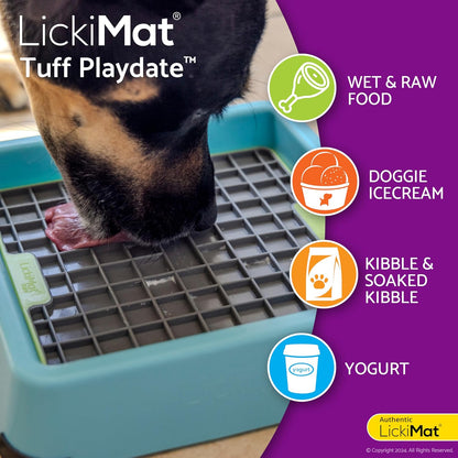 LickiMat Tuff, Heavy-Duty Soother, Dog Slow Feeder Lick Mat, Boredom Anxiety Reducer; Perfect for Food, Treats, Yogurt, or Peanut Butter, Fun Alternative to a Slow Feed Dog Bowl, Green
