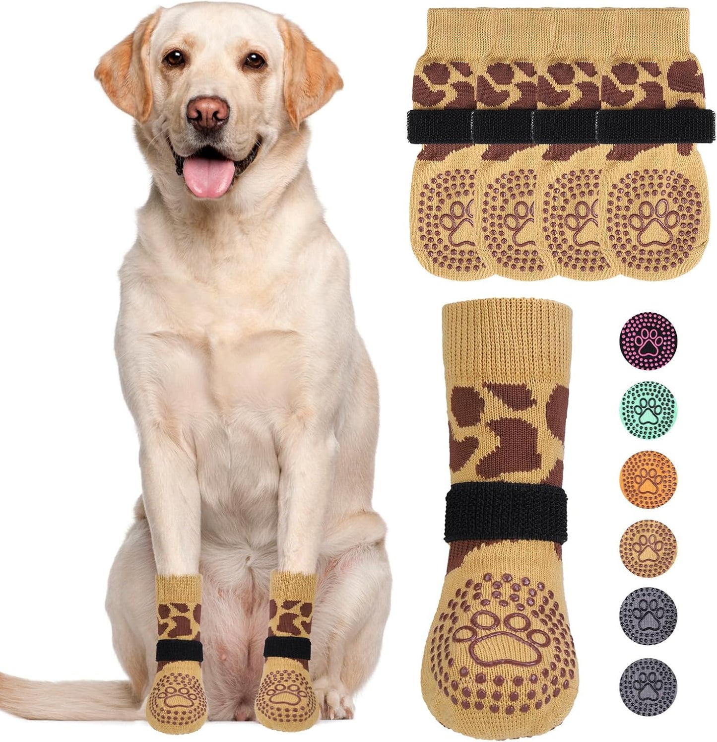 KOOLTAIL Dog Socks Shoes for Hot Pavement to Prevent Licking Paws, Winter Dog Boots&Paw Protector for Hardwood Floors Anti Slip,Traction Control Grip Booties for Small Medium Large Senior Dogs,Black M