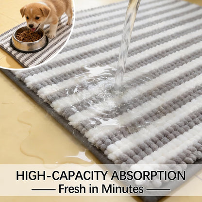 Dog Door Mat for Muddy Paws - Absorbent Quick-Dry Non-Slip Washable Chenille Pet Rug, Indoor Entryway Mat for Front Door & Crate (Brown, 24" L*16" W)