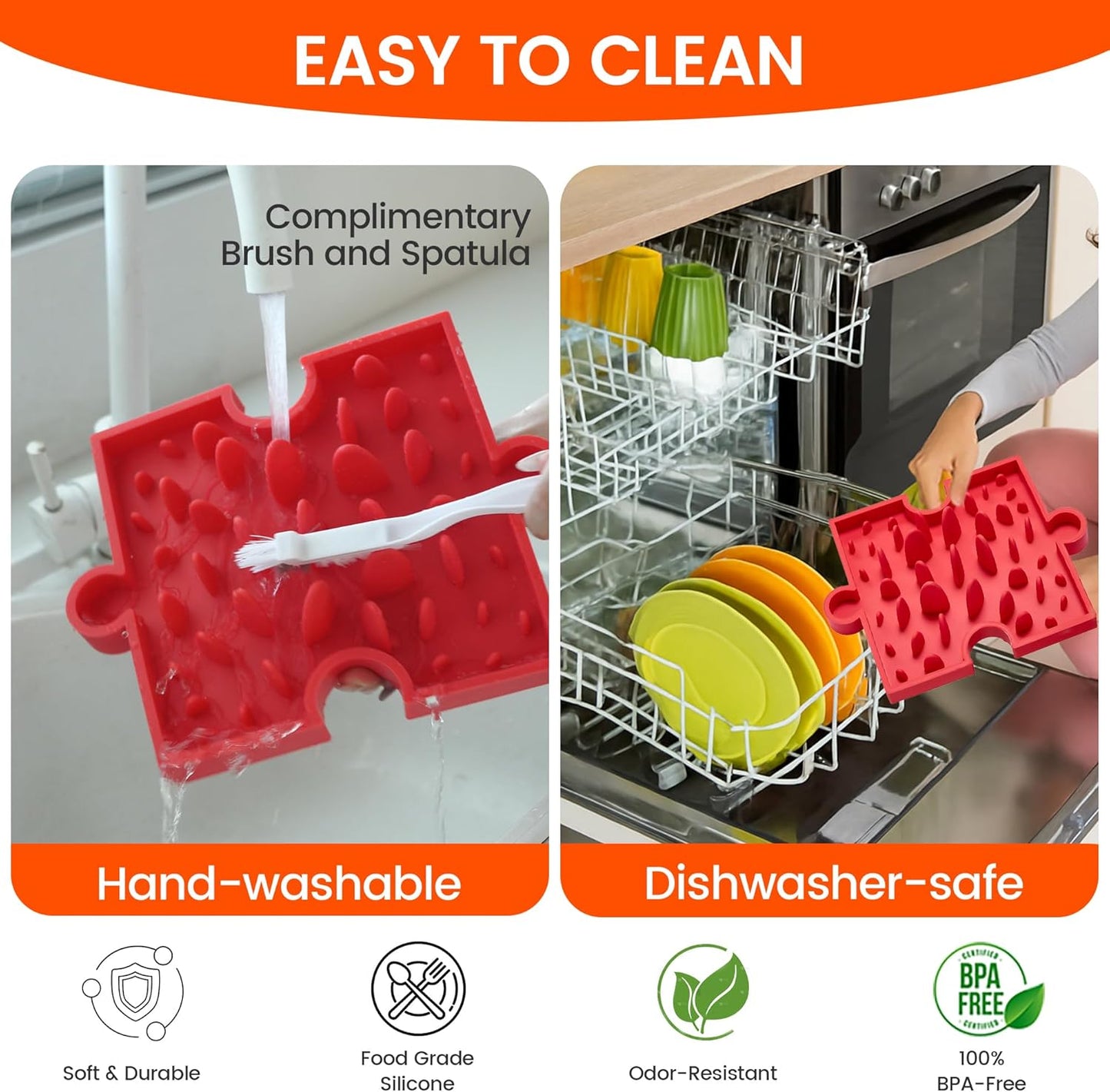 HowGo Puzzle Slow Feeder Lick Mat for Dogs, 38+ Suction Cups | Non-Slip Heavy Duty Maze Enrichment Bowl BPA-Free Silicone | Reduce Boredom Anxiety Free Combination (1PC, Red)