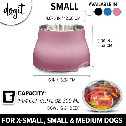 Dogit Elevated Dog Bowl, Stainless Steel Dog Food and Water Bowl for Large Dogs, White, 73753