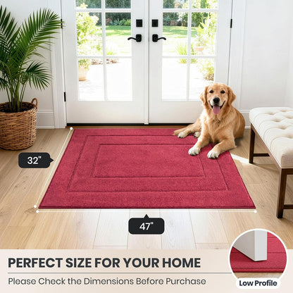 PURRUGS Dirt Trapping Door Mat 32" x 47", Non-Slip/Skid Machine Washable Entryway Rug, Dog Doormat, Super Absorbent Welcome Mat for Muddy Wet Shoes and Paws, Grayish Brown
