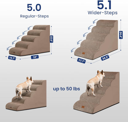 GoGoBunny Ramp Dog Stairs for Couch Sofa and Chair 15.7" H, 3-Step Pet Steps for Small Dogs and Cats, Non-Slip Waterproof Fabric Cover, Stable and Balanced Indoor Step, Pets Friendly, Grey