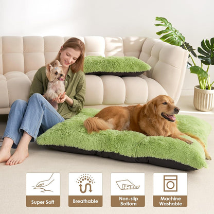 EHEYCIGA Fluffy Dog Crate Bed for Medium Dogs, Plush Faux Fur Crate Pad, Calming Anti Anxiety Medium Dog Bed, Washable Soft Warm Crate Mat with Non-Slip Bottom