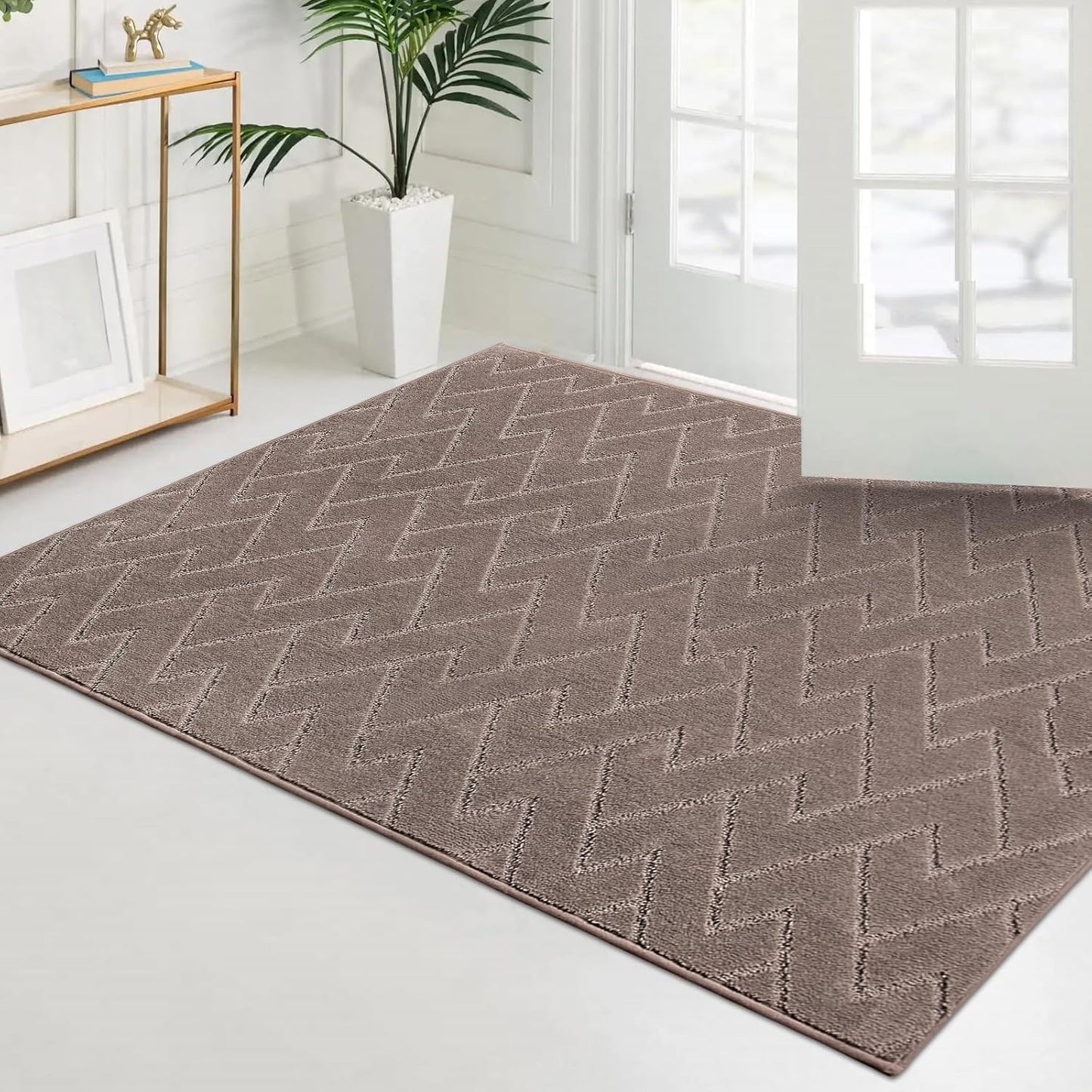 PURRUGS Dirt Trapping Door Mat 20" x 31.5", Non-Slip Machine Washable Entry Rug, Dog Doormat, Indoor Front Door Mat, Super Absorbent Entryway Rug for Muddy Shoes & Paws, Taupe