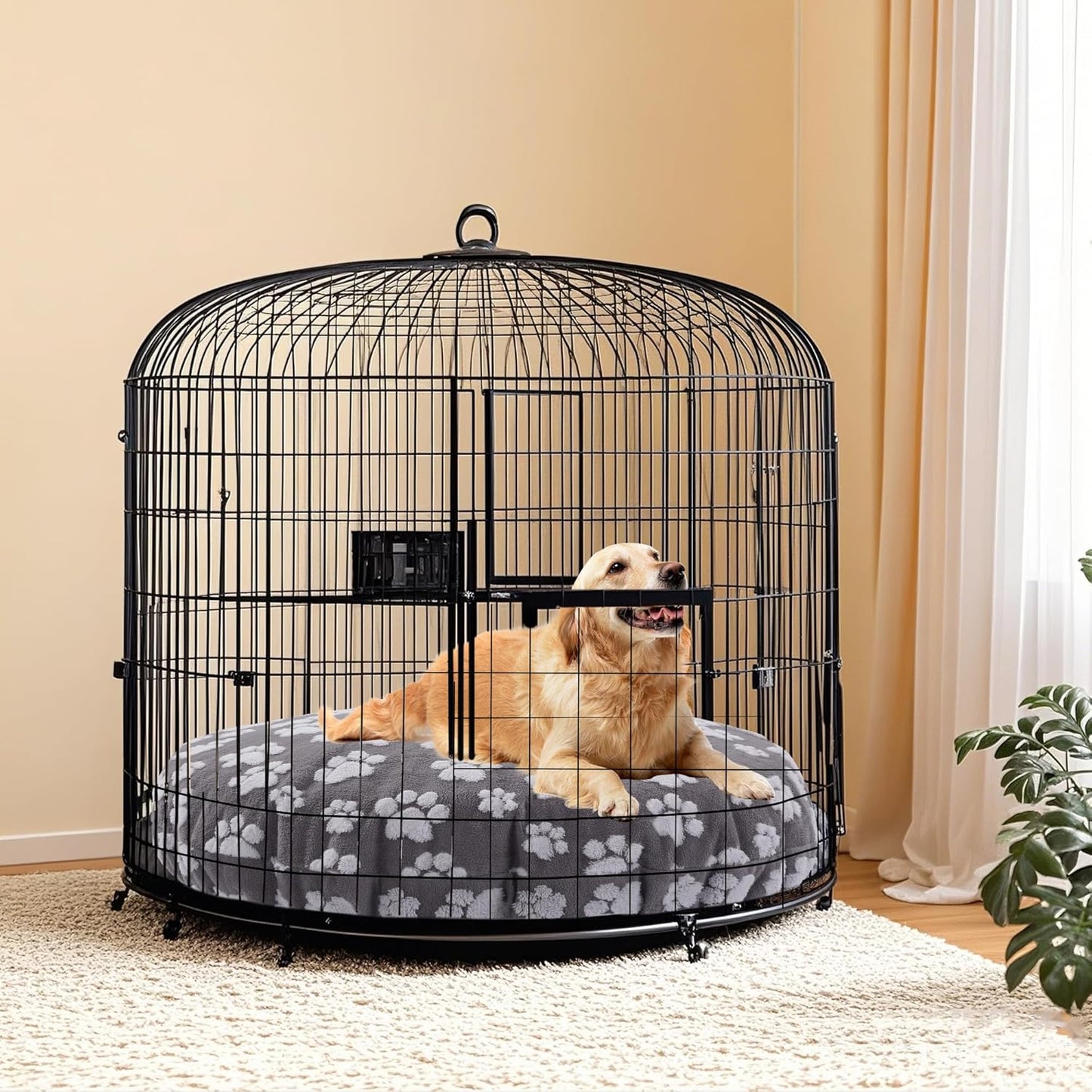 BALAPET Washable Dog Bed Covers Replacement Round Waterproof Bed Cover for Dog Soft Pet Bed Cover with Lovely Dog Paw Print and Double-Sided Usable Design,Cover Only(Dark Gray,45 * 45 * 11in)
