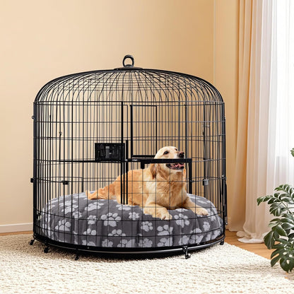 BALAPET Washable Dog Bed Covers Replacement Round Waterproof Bed Cover for Dog Soft Pet Bed Cover with Lovely Dog Paw Print and Double-Sided Usable Design,Cover Only(Dark Gray,45 * 45 * 11in)