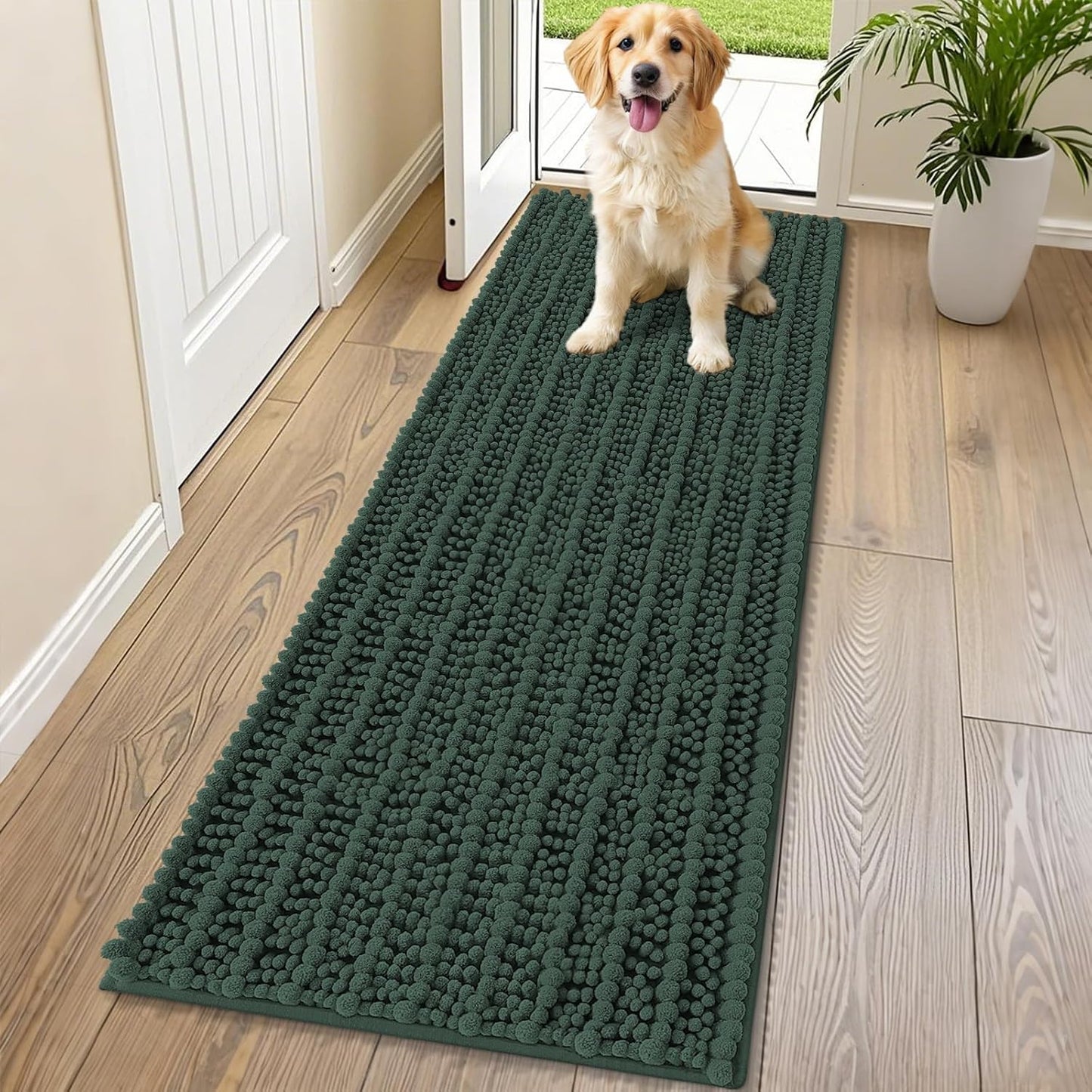Smiry Dog Door Mat for Muddy Paws 30x20, Extra Soft Absorbent Chenille Doormat, Trap Moisture and Dirt, Non-Slip Machine Washable Front Door Mat for Indoor Entrance Inside Floor, Grey