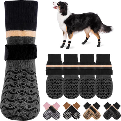 BEAUTYZOO Dog Socks to Prevent Licking Paws -Dog Shoes for Hot Pavement & Hardwood Floors Anti Slip, Traction Control Boots & Paw Protectors with Double Side Grips for Small Medium Large Senior Dogs