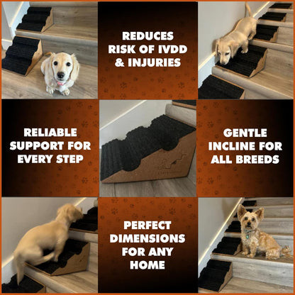Original StairWedge™ - NEW Enhanced Tread Grip! Ramp for Small Dogs Breeds - Fits Standard Staircase - Wedge Shape Stair Ramp for Dogs and Pets - Multi-Patent Pending (1single)