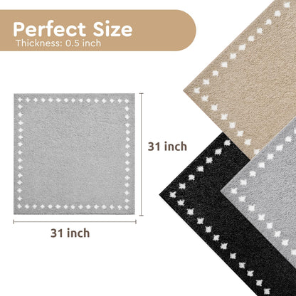 tchdio Stair Treads Landing Mat Non Slip, Soft Stair Treads for Wooden Steps Indoor, Stair Carpet Treads Reusable Adhesive for Kids Elders and Pets, Washable Stair Rugs Stair Runner 31"x31" Beige