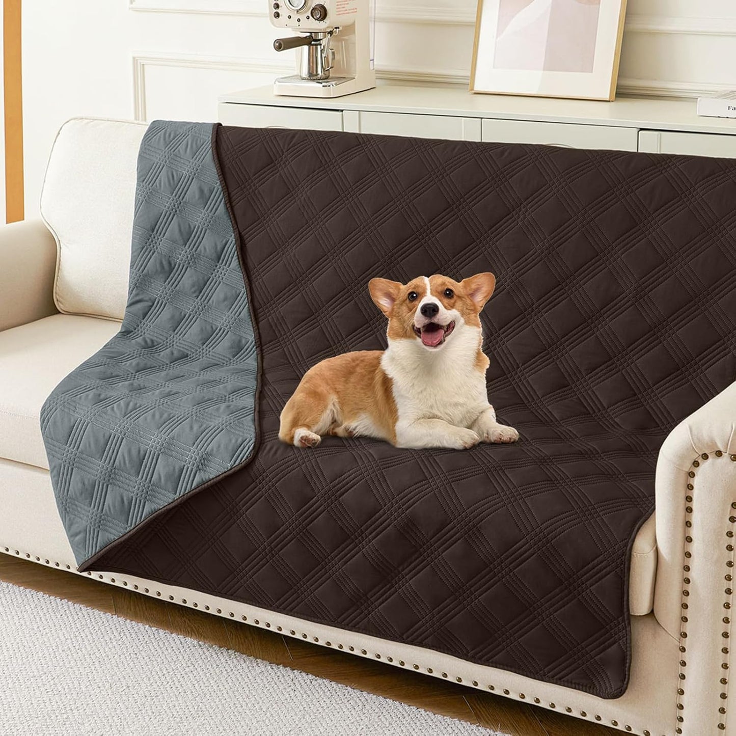hyha Waterproof Dog Bed Blanket, Soft Pet Blankets, Waterproof Couch Cover for Dogs, Reversible Sofa Covers Washable for Furniture (30x70 Inch, Taupe/Beige)