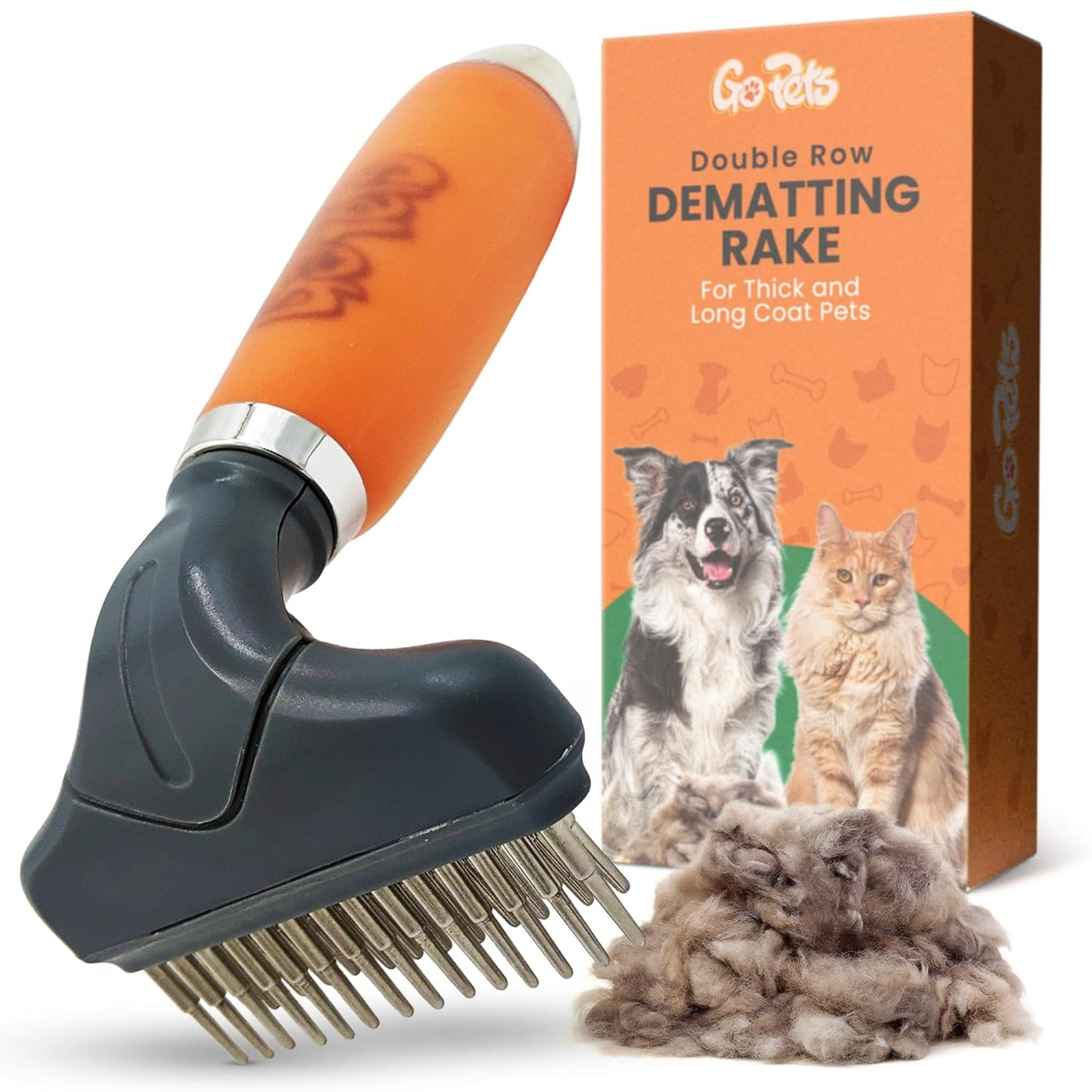 GoPets Self-Cleaning Slicker Brush for Dogs & Cats, Deshedding & Dematting Comb with Retractable Bristles, Undercoat Tool for Long Haired Dogs, Non-Slip Handle, Detangler for Mats & Shedding Fur