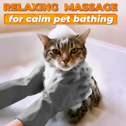 Cat and Dog Shampoo Gloves with 3000 Soft Bristles – 2-in-1 Dog Bath Gloves 11.6", Durable Silicone, Saves Shampoo | Massage, Grooming & Clean Wet or Dry – Made for Every Breed and Coat Style (Blue)