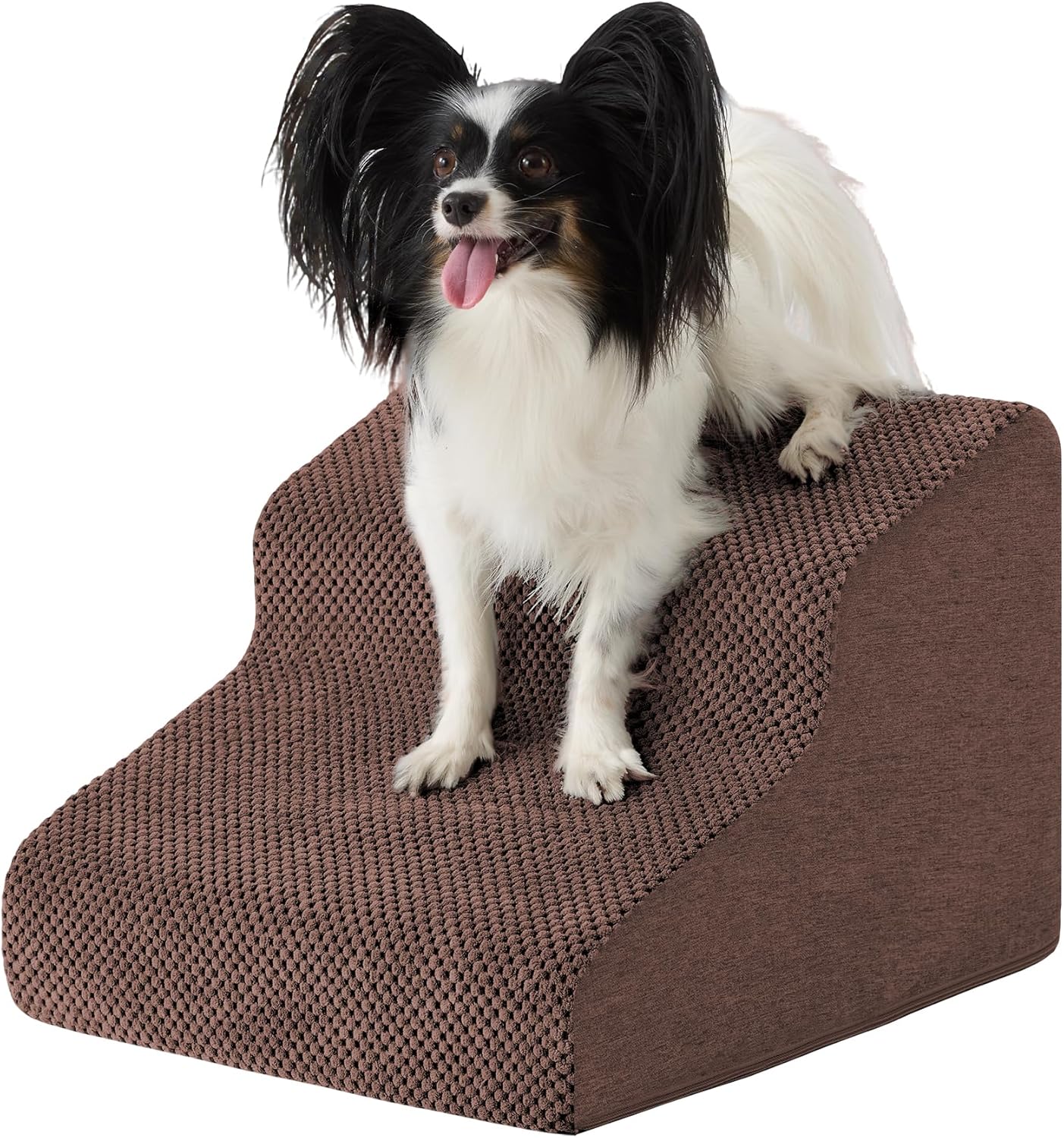 Dog Stairs for Bed 23’’ H, 5-Step Dog Steps for High Bed, Foldable Pet Stairs for Small Dogs and Cats to Get on Beds, Couch, Non-Slip Balanced Pet Steps and Ramp with Waterproof Cover, Grey