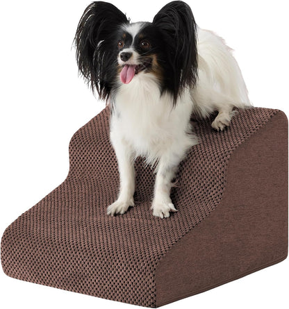 Dog Stairs for Bed 23’’ H, 5-Step Dog Steps for High Bed, Foldable Pet Stairs for Small Dogs and Cats to Get on Beds, Couch, Non-Slip Balanced Pet Steps and Ramp with Waterproof Cover, Grey