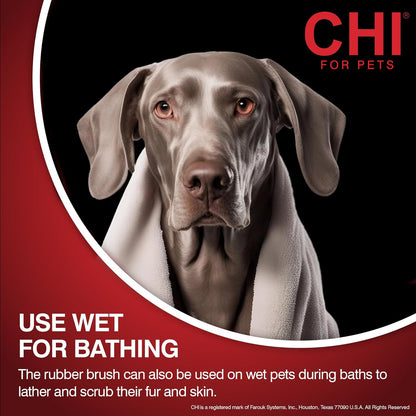 CHI for Dogs Detangling Grooming Glove, Dual-Sided Pet Deshedding Mitt for Wet or Dry Use, Dog Hair Remover and Massage Brush, Coated Pin Tips, Adjustable Strap, One Size Fits All