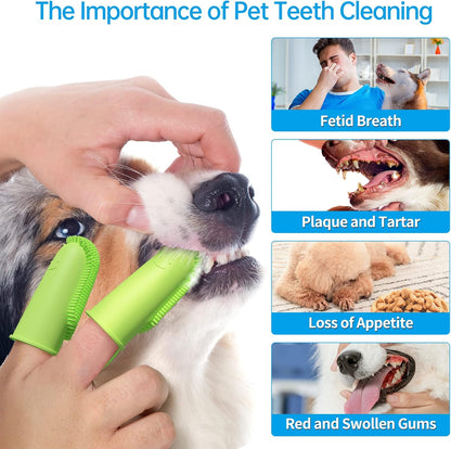 2 Pack Dog Toothbrush, 135ºSurround Bristles for Easy Teeth Cleaning, Double-Finger Toothbrush Dental Care for Puppies, Cats and Medium Pets