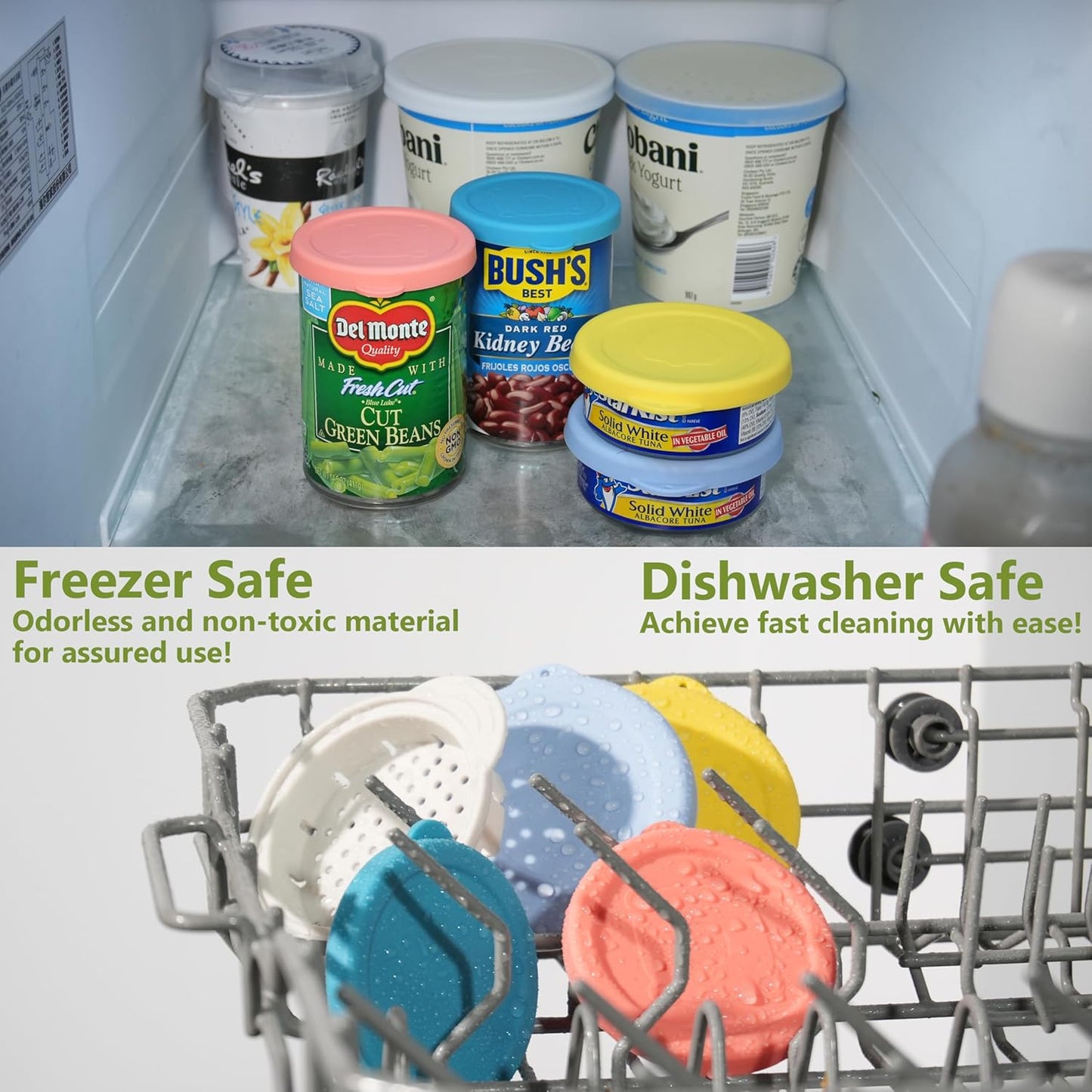 2PCs 3.0-inch Silicone Can Lids for Chef Boyardee | Van Camp's | Goya | Bush's Best | Farmer's Market Can, Can Cover for Canned Goods, Soup Can Cap, Fit Most Standard Size, Dishwasher Safe (Lids ONLY)