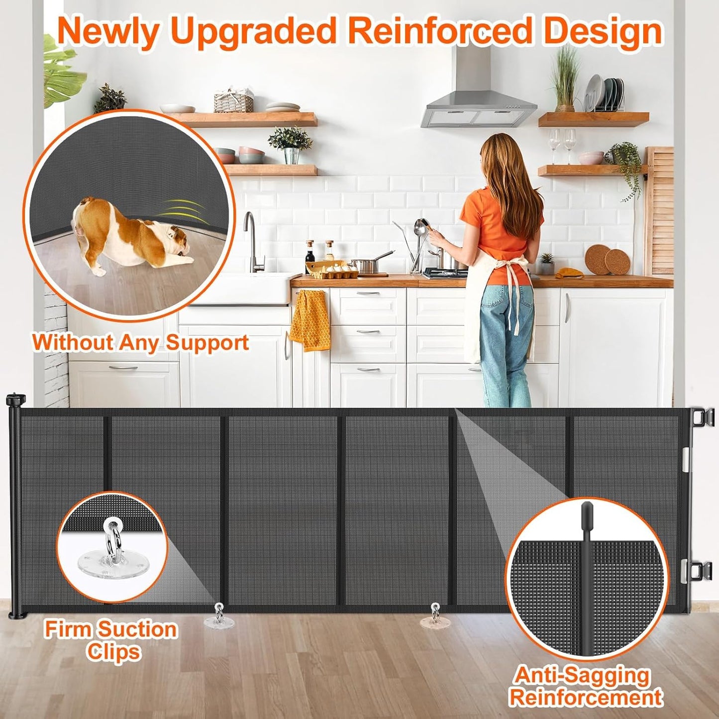Upgrade 120 inch Retractable Baby Gates, EZIGO Extra Wide Baby Gate for Large Opening Extra Long Mesh Gate for Kids or Pet Dog Gate Child Safety Gate for Stairs Hallways Doorway Indoor Outdoor, Gray