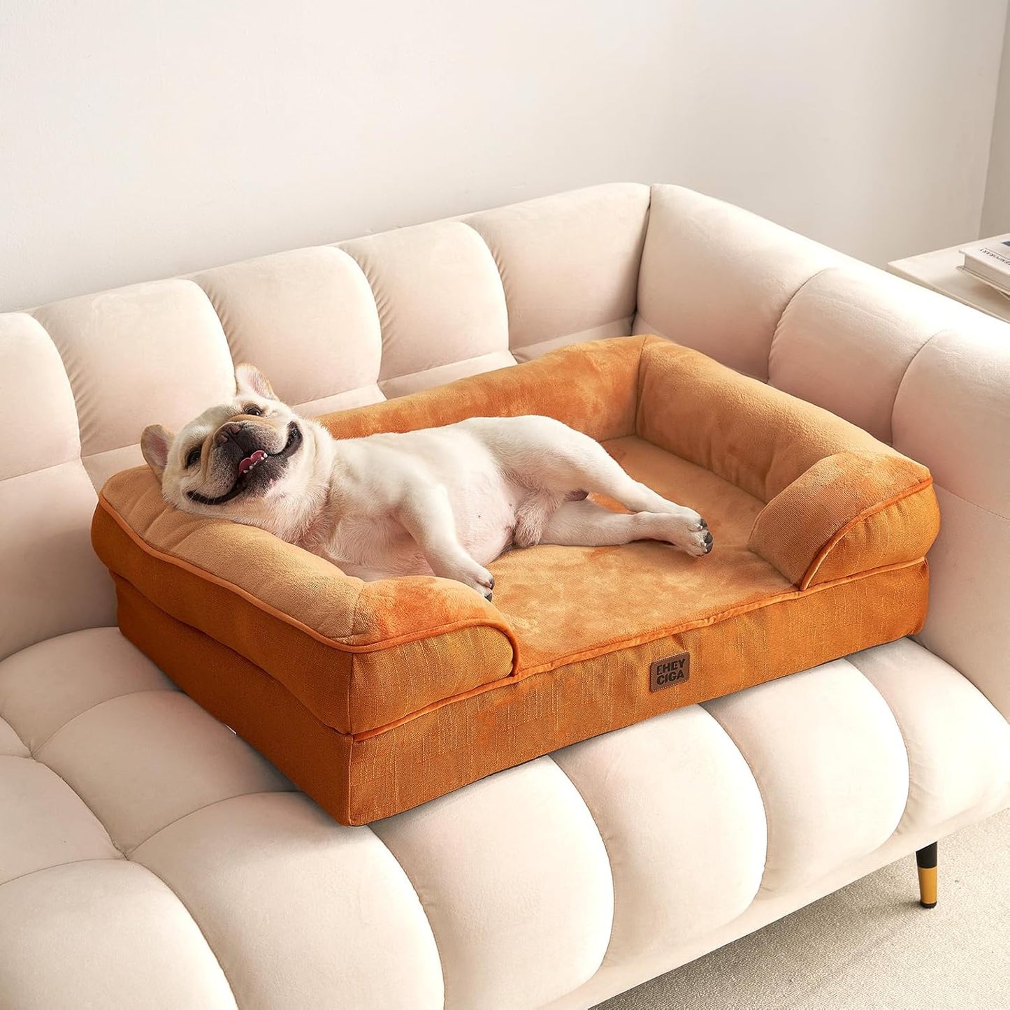 EHEYCIGA Orthopedic Dog Beds for Extra Large Dogs 44x32Inch, Waterproof Memory Foam XL Pet Bed with Sides, Non-Slip and Egg-Crate Foam Big Dog Couch Bed with Washable Removable Cover, Grey