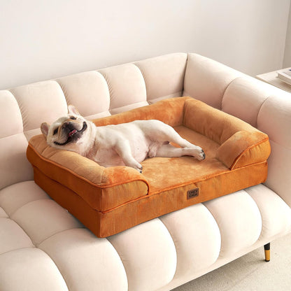 EHEYCIGA Orthopedic Dog Beds for Extra Large Dogs 44x32Inch, Waterproof Memory Foam XL Pet Bed with Sides, Non-Slip and Egg-Crate Foam Big Dog Couch Bed with Washable Removable Cover, Grey
