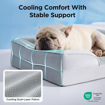 Bedsure Orthopedic Dog Bed Medium Size Dogs - Washable Small Medium Dog Cat Bed Waterproof, Comfort Cats Couch Sofa with Washable Removable Cover, Pets Bed with Nonskid Bottom, Grey, 28"