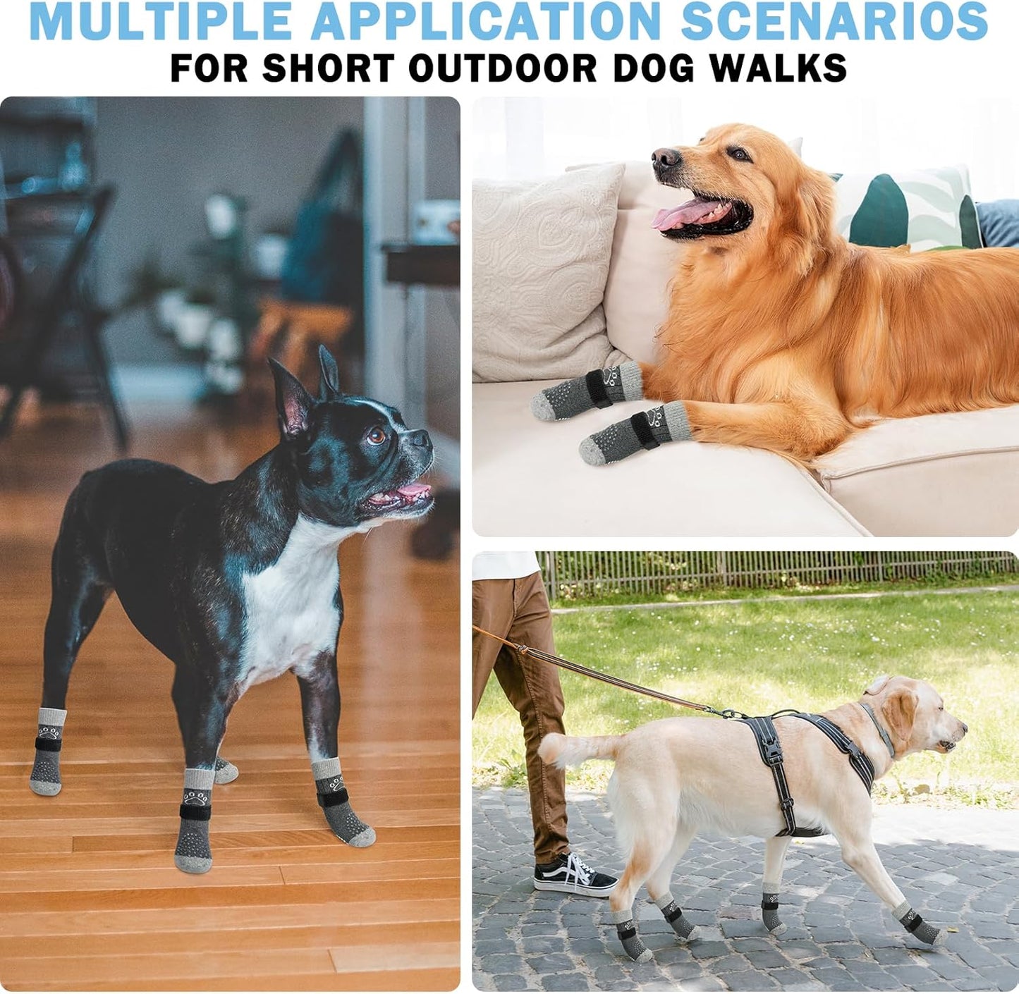 SCENEREAL 6Pcs Anti Slip Dog Socks to Prevent Licking Paws for Hot/Cold Pavement, Dog Grippy Socks for Hardwood Floors, Dog Shoes for Boots & Paw Protectors for Puppy Small Medium Large Senior Dogs