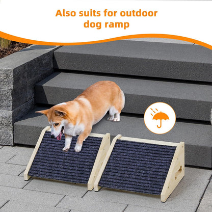 4 Pack Wooden Dog Ramp for Stairs Suits for Small Medium Large Dogs Cats, Pet Steps for Staircase Ramp for Dogs Cats, Need Installation(Gray, S: 11.8 * 9.8 * 5.9 inches)