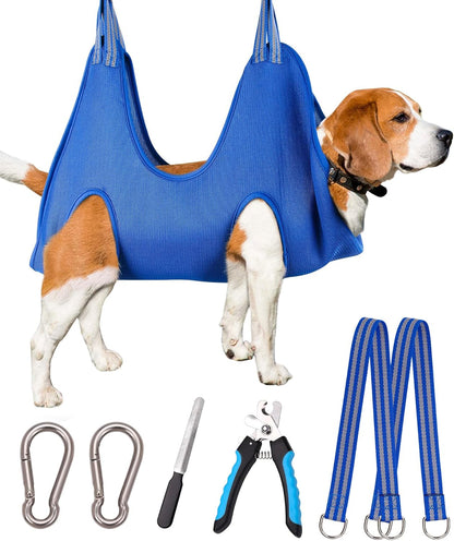 Kkiimatt 10 in 1 Pet Grooming Hammock Harness with Nail Clippers/Trimmer, Nail File, Dog Hammock/Grooming Sling for Nail Trimming/Clipping