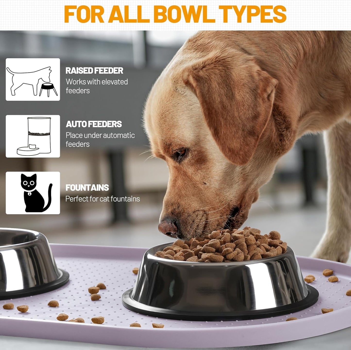 Hubulk 100% Waterproof Silicone Pet Feeding Mat with Raised Edge for Food and Water, Dog Bowl Mats, Cat Bowls Placemat with High Lip Protects Floor for Cats and Dogs (Gray, 19" L x 12" W)