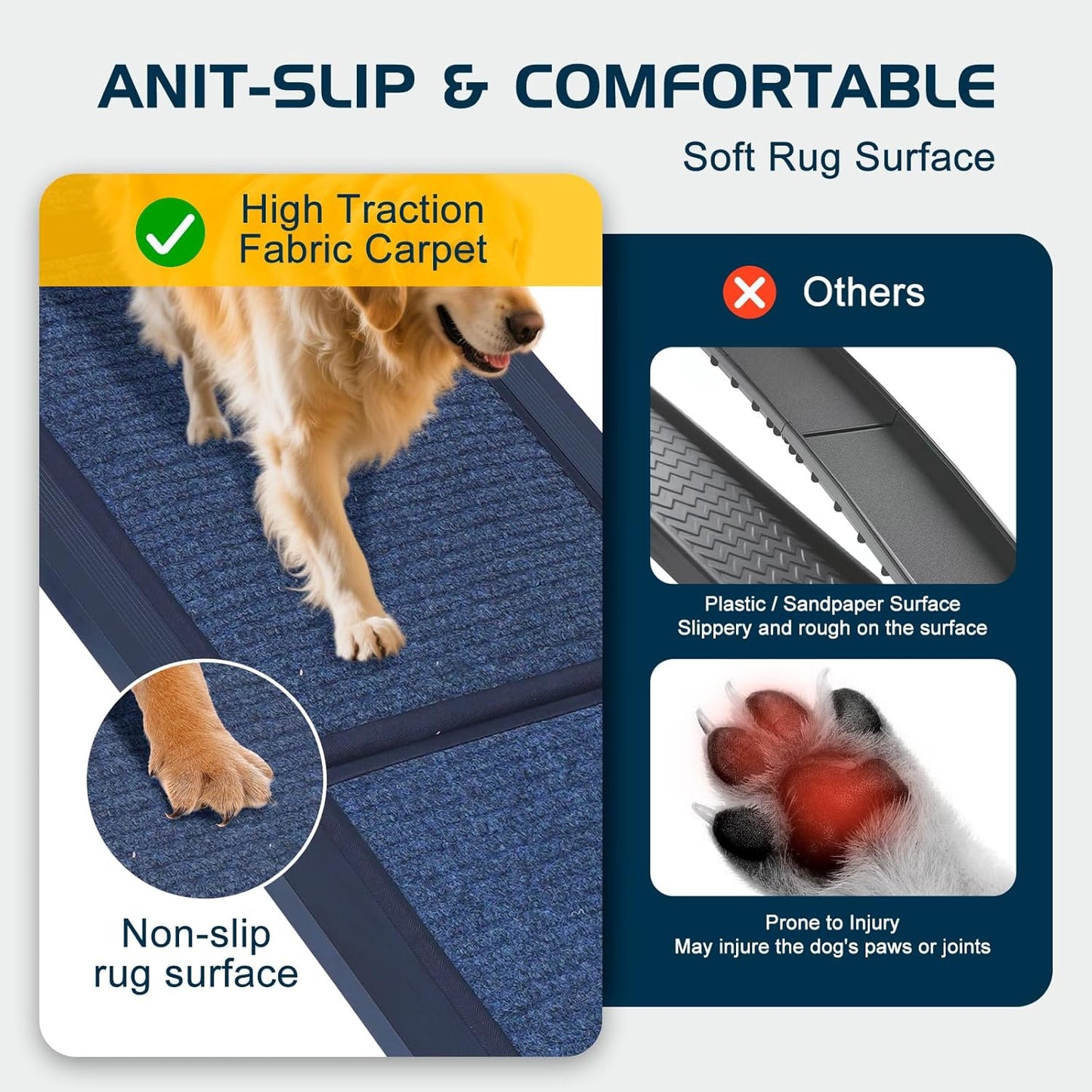 DoCred Dog Ramp for Car, 71'' L x 20'' W Dog Ramps for Large Dogs, Extra Wide Pet Ramp with Non-Slip Surface for Medium & Large Dogs to Get in Car, SUV & Truck, Supports Up to 250 Lbs