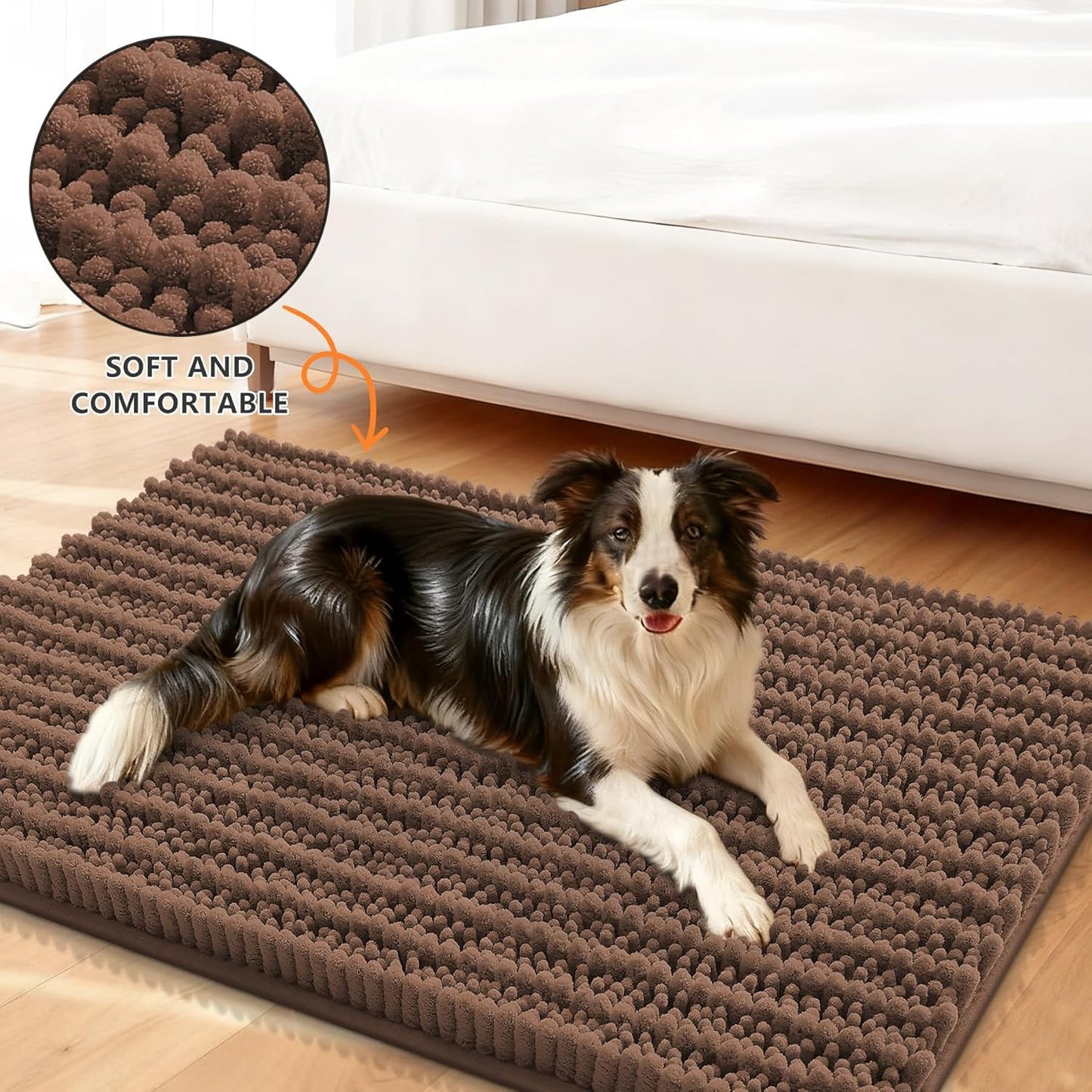 Smiry Dog Door Mat for Muddy Paws 30x20, Extra Soft Absorbent Chenille Doormat, Trap Moisture and Dirt, Non-Slip Machine Washable Front Door Mat for Indoor Entrance Inside Floor, Grey